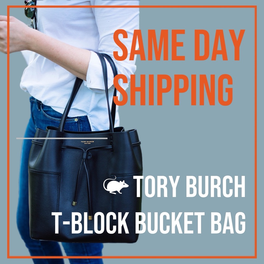 Tory Burch Black T-Block Bucket Bag